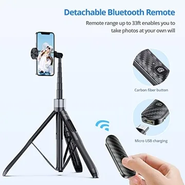 ATUMTEK 60 Selfie Stick Tripod with Bluetooth Remote for iPhone Android