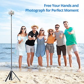 ATUMTEK 60 Selfie Stick Tripod with Bluetooth Remote for iPhone Android