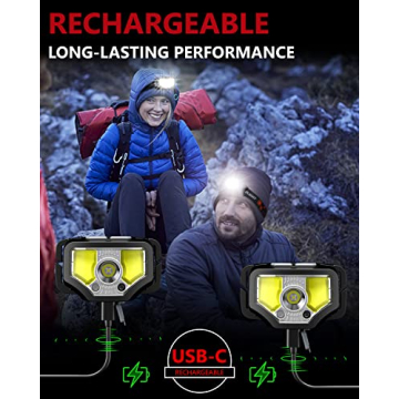 GETASI 1200 Lumen Rechargeable Headlamp with Motion Sensor