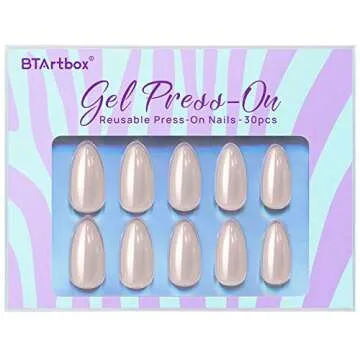 Press On Nails Medium - BTArtbox Almond Press On Nails, Glue On Nails with Nail Glue, Reusable Stick On Nails in 15 Sizes - 30 Soft Gel Fake Nails Kit, Nuts Glazed