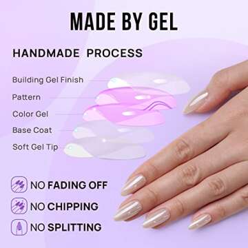 Press On Nails Medium - BTArtbox Almond Press On Nails, Glue On Nails with Nail Glue, Reusable Stick On Nails in 15 Sizes - 30 Soft Gel Fake Nails Kit, Nuts Glazed