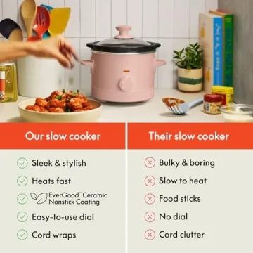 Bella 1.5 Qt Slow Cooker with 3 Heat Settings and More
