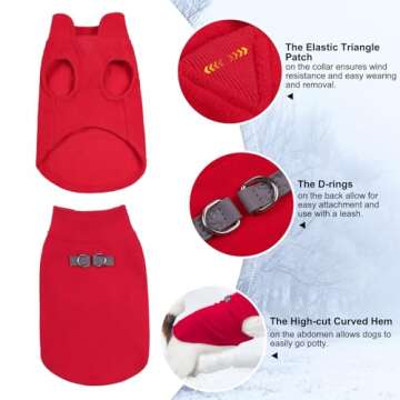 BEAUTYZOO Dog Fleece Vest Sweater Winter Jacket for Small and Medium Dogs with D-Ring Leash Cold Weather Coat Hoodie for XS S M Dogs Boy or Girls
