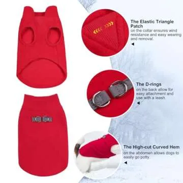 BEAUTYZOO Dog Fleece Vest Sweater Winter Jacket for Small and Medium Dogs with D-Ring Leash Cold Weather Coat Hoodie for XS S M Dogs Boy or Girls