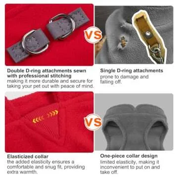 BEAUTYZOO Dog Fleece Vest Sweater Winter Jacket for Small and Medium Dogs with D-Ring Leash Cold Weather Coat Hoodie for XS S M Dogs Boy or Girls