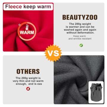 BEAUTYZOO Dog Fleece Vest Sweater Winter Jacket for Small and Medium Dogs with D-Ring Leash Cold Weather Coat Hoodie for XS S M Dogs Boy or Girls