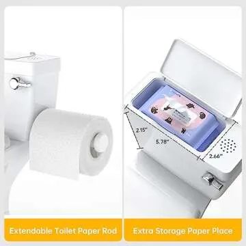 Potty Training Toilet for Baby, Realistic Potty Training Toilet with Soft Seat,Realistic Flushing Sound,Removable Pot,Storage Tank,Toilet Paper Holder,Splash Guard,Non-Slip for Toddler