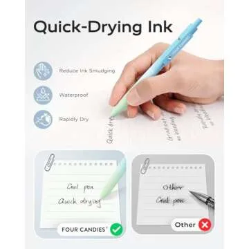 Four Candies Gel Pens, 5 Pcs 0.7mm Quick Dry Black Ink Pens Fine Point Smooth Writing High-End Series Unique Pens, School Office Home Supplies Fun Pretty Cute Pens Gifts for Girl Women(Gradient)