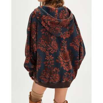 GGOOB Y2k Oversized Hoodies Women Vintage Camo Cheetach Print Hoodie Trendy Pullover Graphic Hooded Sweatshirt (Navy Red,XL,X-Large)