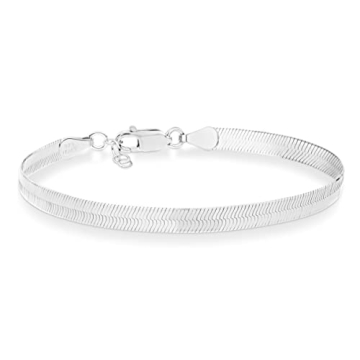 Miabella 925 Sterling Silver 4.5mm Herringbone Bracelet - Perfect Gift for All