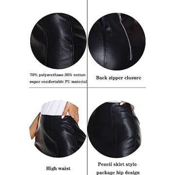 GUANYY Women's High Waisted Faux Leather Pencil Skirt