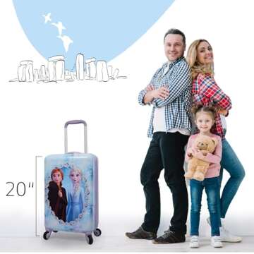 Disney Frozen Suitcase II Anna Elsa Luggage Hard Side Tween Spinner Rolling Suitcase for Kids, Carry-On Travel Trolley - 20 Inch