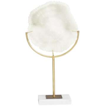 The Novogratz Polystone Coral Handmade Decorative Sculpture Home Decor Statue with Marble Base, Accent Figurine 8" x 4" x 15", Cream