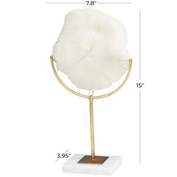 The Novogratz Polystone Coral Handmade Decorative Sculpture Home Decor Statue with Marble Base, Accent Figurine 8" x 4" x 15", Cream