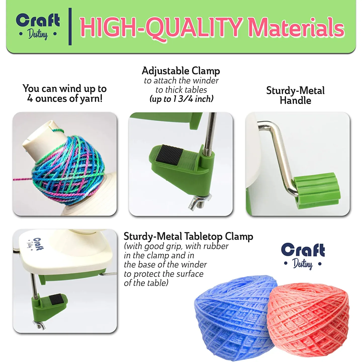 Craft Destiny Yarn Winder - Easy to Use, Sturdy Design