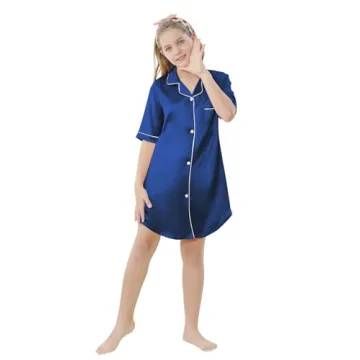 Luxurious Schbbbta Girls Satin Nightgown for Ages 9-10