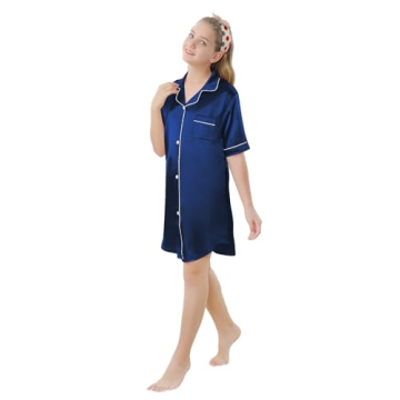 Luxurious Schbbbta Girls Satin Nightgown for Ages 9-10