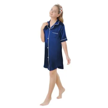 Luxurious Schbbbta Girls Satin Nightgown for Ages 9-10