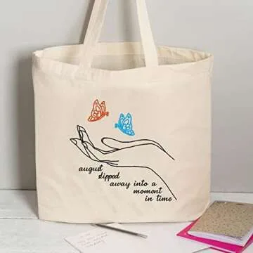 TOBGB Album Tote Bag Singer Fans Music Lover Gift Song Lyrics Gift Album Inspired Gift (august slipped tote)
