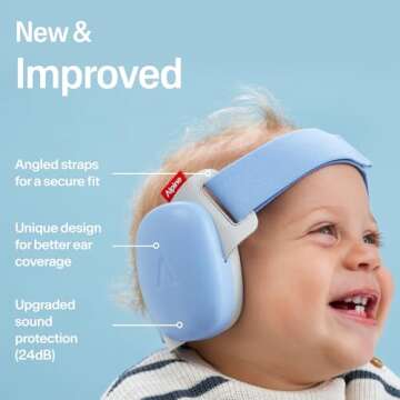 Alpine Muffy Baby - New & Improved Baby Ear Muffs Noise Protection for Babies and Toddlers - CE & ANSI Certified - Safe and Soothing Hearing Protection - Age 3-48 Months- Approved by Babies - Blue