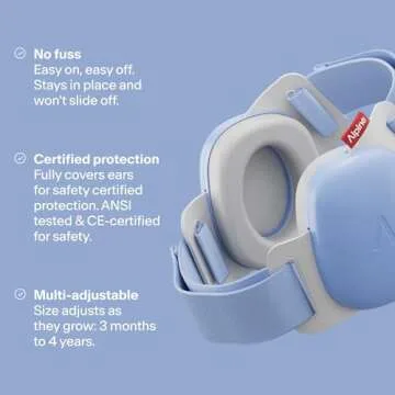 Alpine Muffy Baby - New & Improved Baby Ear Muffs Noise Protection for Babies and Toddlers - CE & ANSI Certified - Safe and Soothing Hearing Protection - Age 3-48 Months- Approved by Babies - Blue