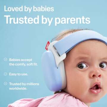 Alpine Muffy Baby - New & Improved Baby Ear Muffs Noise Protection for Babies and Toddlers - CE & ANSI Certified - Safe and Soothing Hearing Protection - Age 3-48 Months- Approved by Babies - Blue