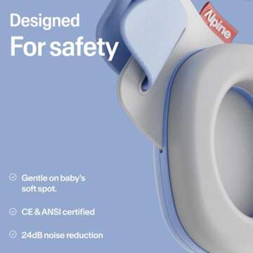 Alpine Muffy Baby - New & Improved Baby Ear Muffs Noise Protection for Babies and Toddlers - CE & ANSI Certified - Safe and Soothing Hearing Protection - Age 3-48 Months- Approved by Babies - Blue