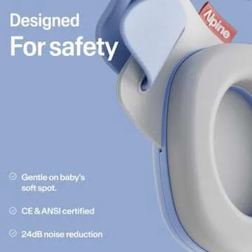 Alpine Muffy Baby - New & Improved Baby Ear Muffs Noise Protection for Babies and Toddlers - CE & ANSI Certified - Safe and Soothing Hearing Protection - Age 3-48 Months- Approved by Babies - Blue