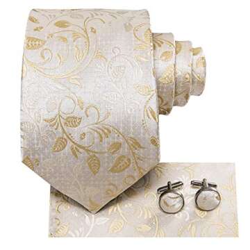 Hi-Tie Silk Paisley Ties for Men Necktie Pocket Square Cufflinks Set Foral Tie Sets Formal Business,...