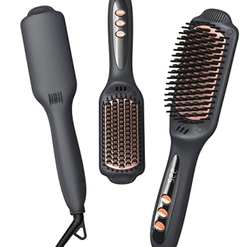 LANDOT Hair Straightening Brush: Negative Ion Ceramic for Frizz-Free Styles