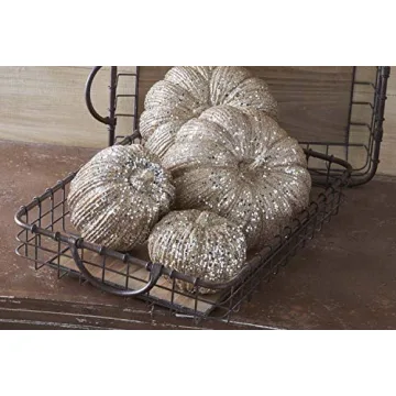 Buy 8 Inch Champagne Glitter Pumpkin for Fall Decor
