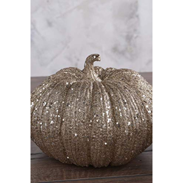 Buy 8 Inch Champagne Glitter Pumpkin for Fall Decor