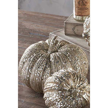 Buy 8 Inch Champagne Glitter Pumpkin for Fall Decor