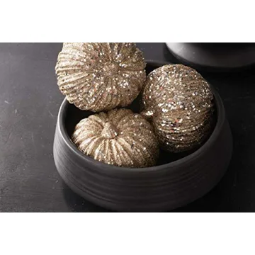 Buy 8 Inch Champagne Glitter Pumpkin for Fall Decor