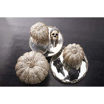 Buy 8 Inch Champagne Glitter Pumpkin for Fall Decor