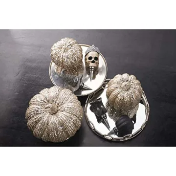 Buy 8 Inch Champagne Glitter Pumpkin for Fall Decor