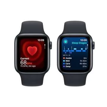 Apple Watch SE (2nd Gen) [GPS 40mm] Smartwatch with Midnight Aluminum Case with Midnight Sport Band M/L. Fitness & Sleep Tracker, Crash Detection, Heart Rate Monitor