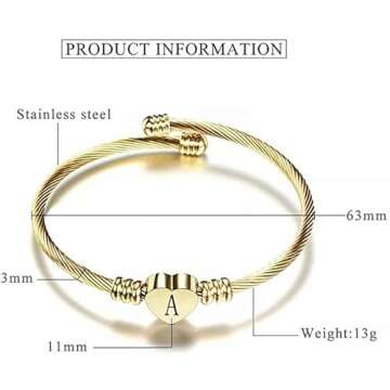 MZC Jewelry Initial Letter Cuff Bracelet - Personalized Stylish Accessory