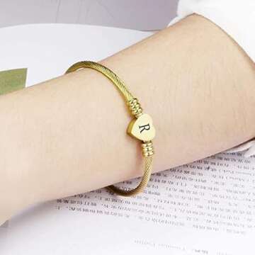 MZC Jewelry Initial Letter Cuff Bracelet for Personal Touch