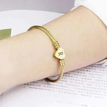 MZC Jewelry Initial Letter Cuff Bracelet for Personal Touch