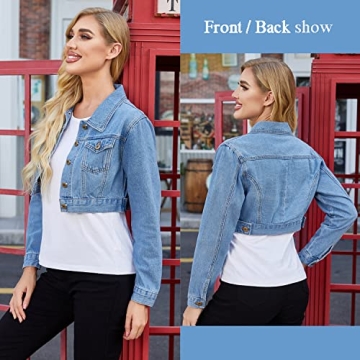 Stylish Grabsa Blue Jean Jacket for Women, Casual Wear