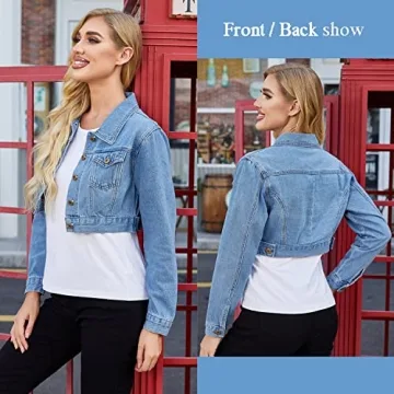 Stylish Grabsa Blue Jean Jacket for Women, Casual Wear