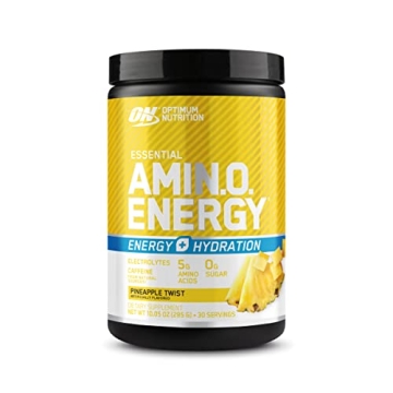 Optimum Nutrition Amino Energy Powder Plus Hydration, with BCAA, Electrolytes, and Caffeine, Pineapp...