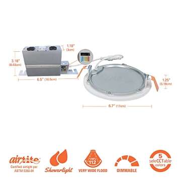 HALO HLB 6-Inch Thin Recessed Indoor/Outdoor Canless LED Downlight w/Selectable Color Temperatures 6...
