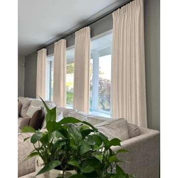 HOMERILLA Pinch Pleated Curtains 63 Inches Long,Linen Blackout Curtains with Blackout Lining Drapery...