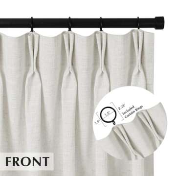 HOMERILLA Pinch Pleated Curtains 63 Inches Long,Linen Blackout Curtains with Blackout Lining Drapery Panel for Living Room,Thermal Insulated Pinch Pleat Drapes,W52 x L63,Sand Beige,1 Panel.