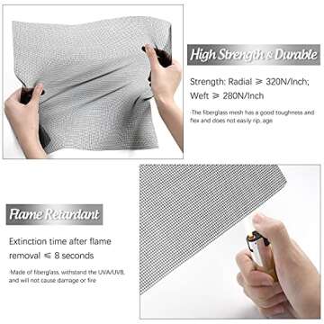 Senneny 48" x 117" Adjustable Window Screens, DIY Custom Fiberglass Screen Mesh, Window Screen Replacement for Windows Doors and Patio Screens, Premium Pet Screen (48" x 117", Black)