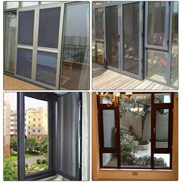 Senneny 48" x 117" Adjustable Window Screens, DIY Custom Fiberglass Screen Mesh, Window Screen Replacement for Windows Doors and Patio Screens, Premium Pet Screen (48" x 117", Black)