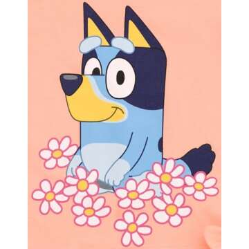 Bluey Toddler Girls T-Shirt and French Terry Shorts Outfit Set Pink/Blue 3T