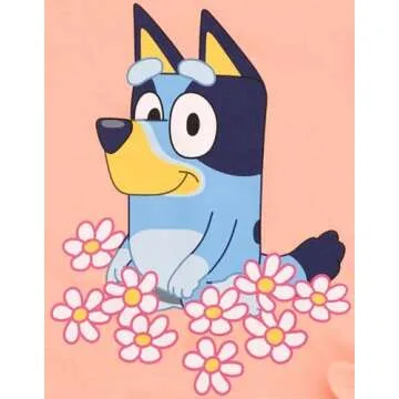 Bluey Toddler Girls T-Shirt and French Terry Shorts Outfit Set Pink/Blue 3T